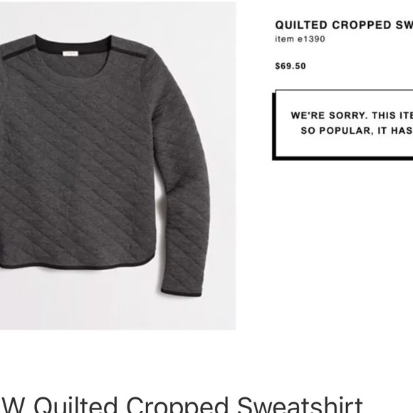 J. CREW Charcoal Gray Black Quilted Crop Sweatshirt Long Sleeves Textured Knit - Picture 3 of 8